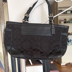 Coach Black and Gray Signature Shoulder Bag